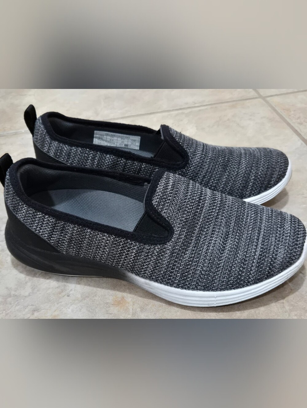 VIONIC Delaney Knit Slip On Flats Comfort Loafers Walking Shoes Black Gray 8.5